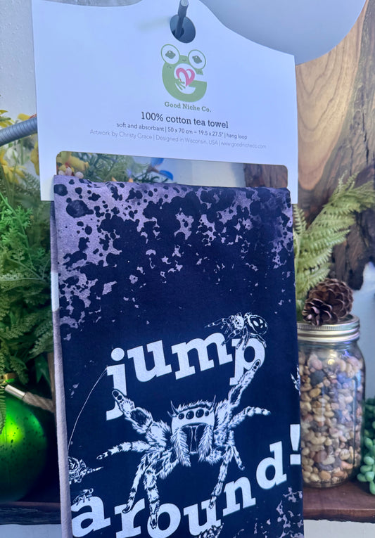JUMP AROUND! Jumping Spider Tea Towel